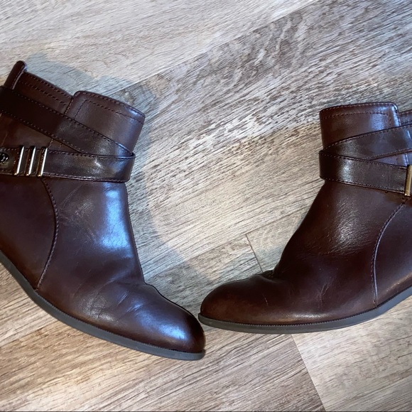 Anne Klein AkKabel Ankle Boots Womens 5.5 Brown Leather Side Zip Low Heel (K) - Picture 10 of 10